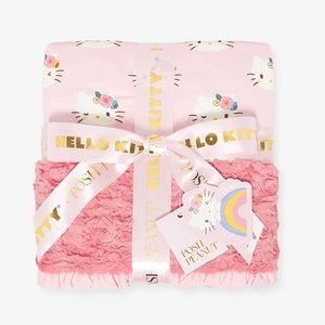 POSH PEANUT X SANRIO HELLO KITTY PASTEL PINK MINKY RUFFLED LUXETTE PATOO BLANKET